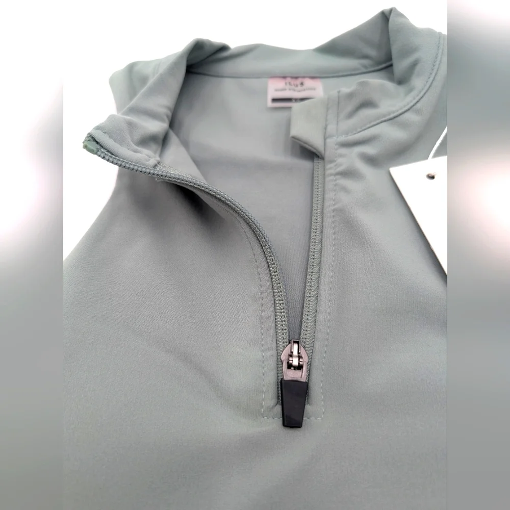 NWT ILUS Essential  Size XS Sea Foam High Neck Crop Top Front Zip It All In Bra - Picture 8 of 17